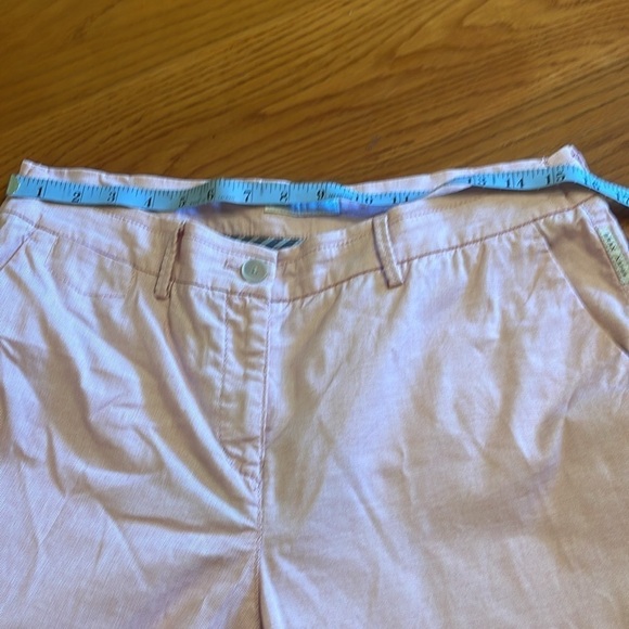 Sz 32 Brax Mia Turn Up peachy pink micro checked straight  leg zippered pants - Picture 9 of 16